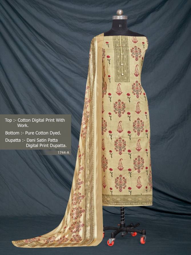 Bipson 1744 Pure Cotton Casual Digital Printed Designer Dress Material