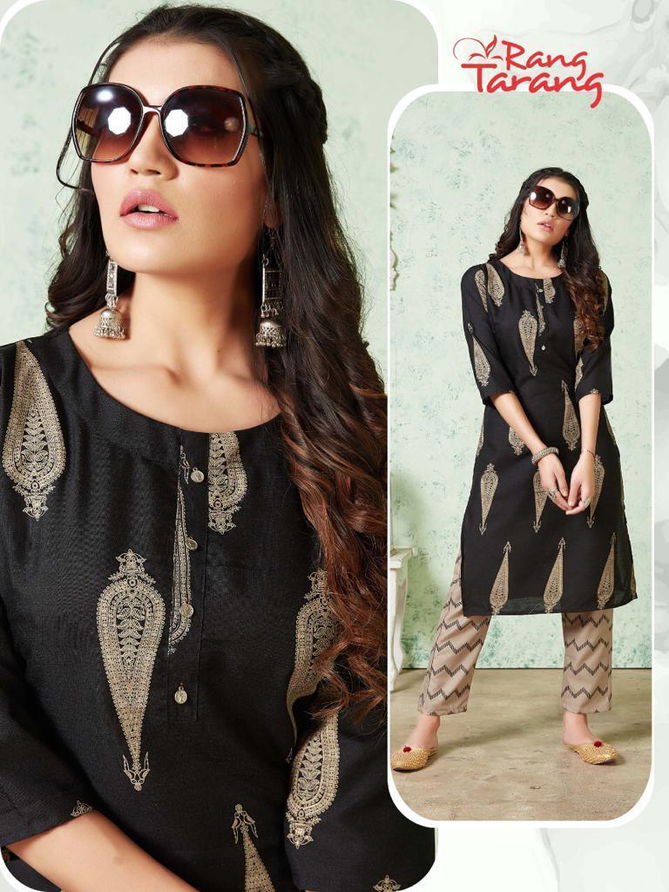 Rung Tarang Blossom Fancy Designer Casual Wear Kurtis With Bottom Collection
