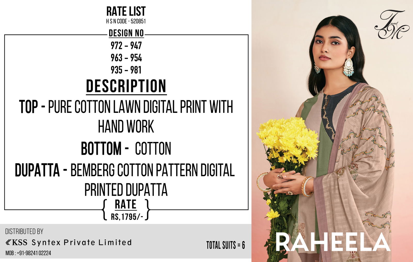 Raheela By T&M Lawn Cotton Dress Printed Material Wholesale Shop In Surat