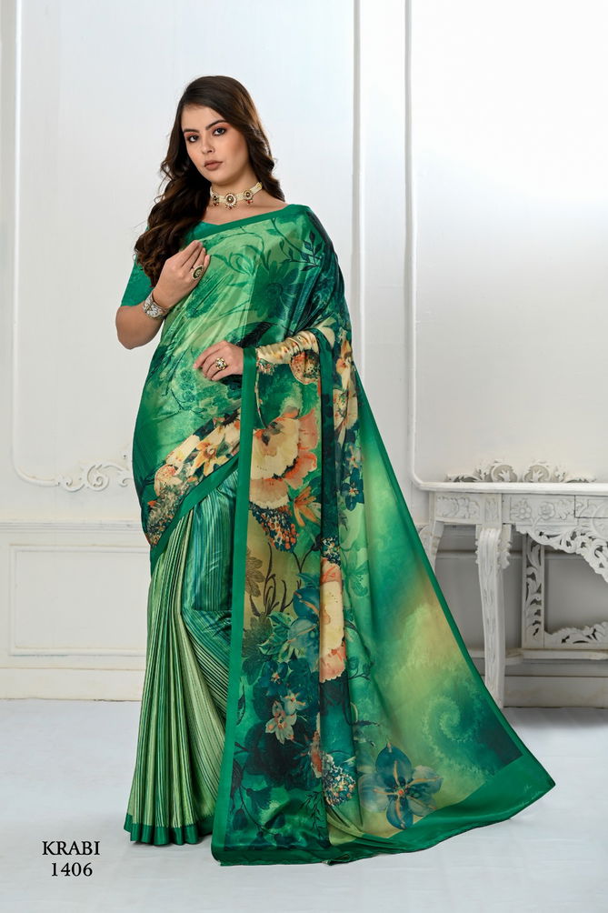 Krabi By Jivora 1404 To 1421 Crepe Digital Printed Casual Wear Surat Saree Wholesale Market