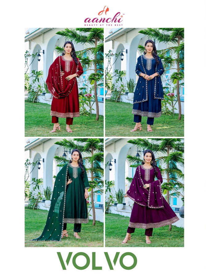 Volvo By Aanchi Vichitra Designer Anarkali Kurti With Bottom Dupatta Wholesale Shop In Surat