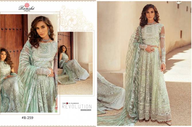 Ramsha Mushq Latest Heavy Wedding Wear Heavy Net With Full Embroidery And Diamond Work Pakistani Salwar Suits Collection
