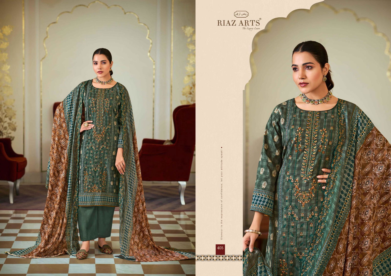 Bin Saeed Vol 4 By Riaz Arts Lawn Digital Printed Dress Material Wholesale Price