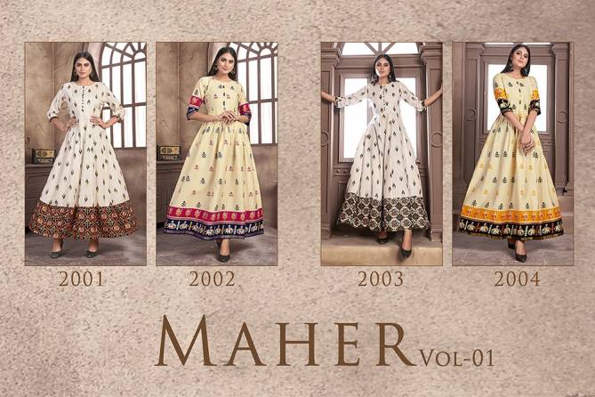 Latest Designer Printed Gown Style Long Kurtis Collection 
