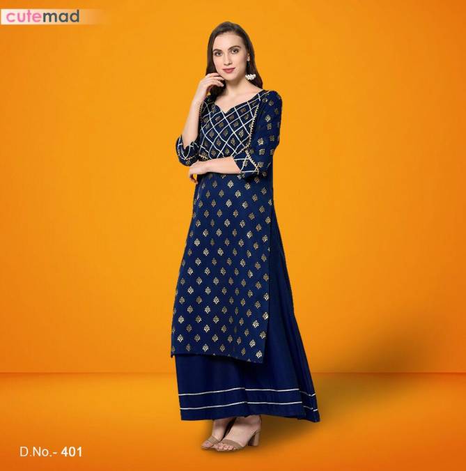 Cutemad Vol-4 Exclusive Collection Foil Print and Gotapatti Work Party wear Kurtis with Plazzo