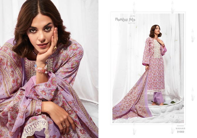 Nikhar By Mumtaz Arts Heavy Printed Pure Lawn Camric Cotton Dress Material Wholesalers In Delhi