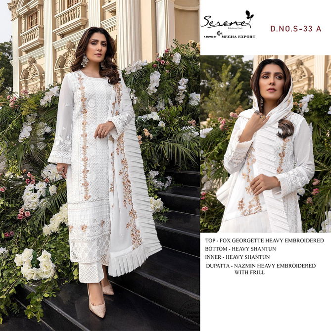 Serene S 33 Fancy Festive Wear Georgette Pakistani Salwar Kameez Collection
