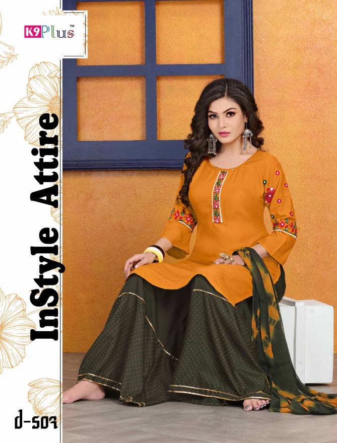 K9 Plus Akansha Latest Fancy Designer Ethnic Wear Heavy Rayon With Embroidery Work Readymade Sharara Suit Collection

