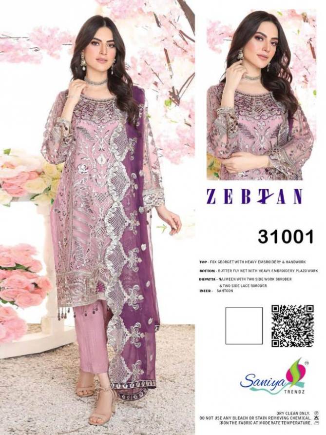 Saniya Zebtan Latest Heavy Embroidery and Handwork Designer Pakistani Dress Material Collection 