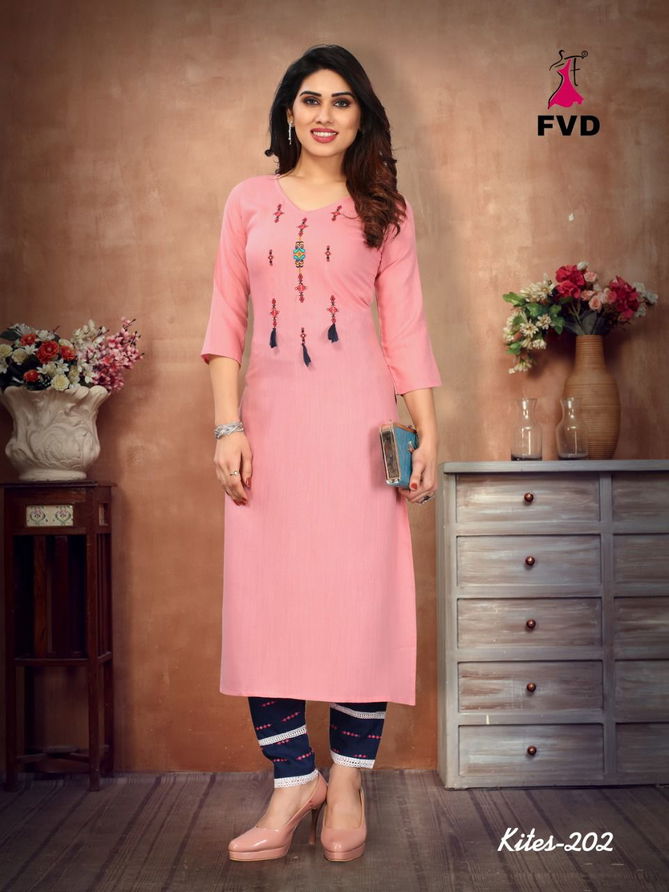 Kites 2 Fancy Ethnic Wear Rayon Kurti With Bottom Collection