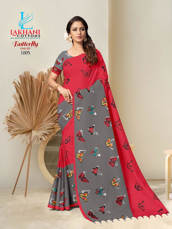 Lakhani Butterfly Pure Cotton Latest Printed Casual Wear Designer Cotton saree Collection
