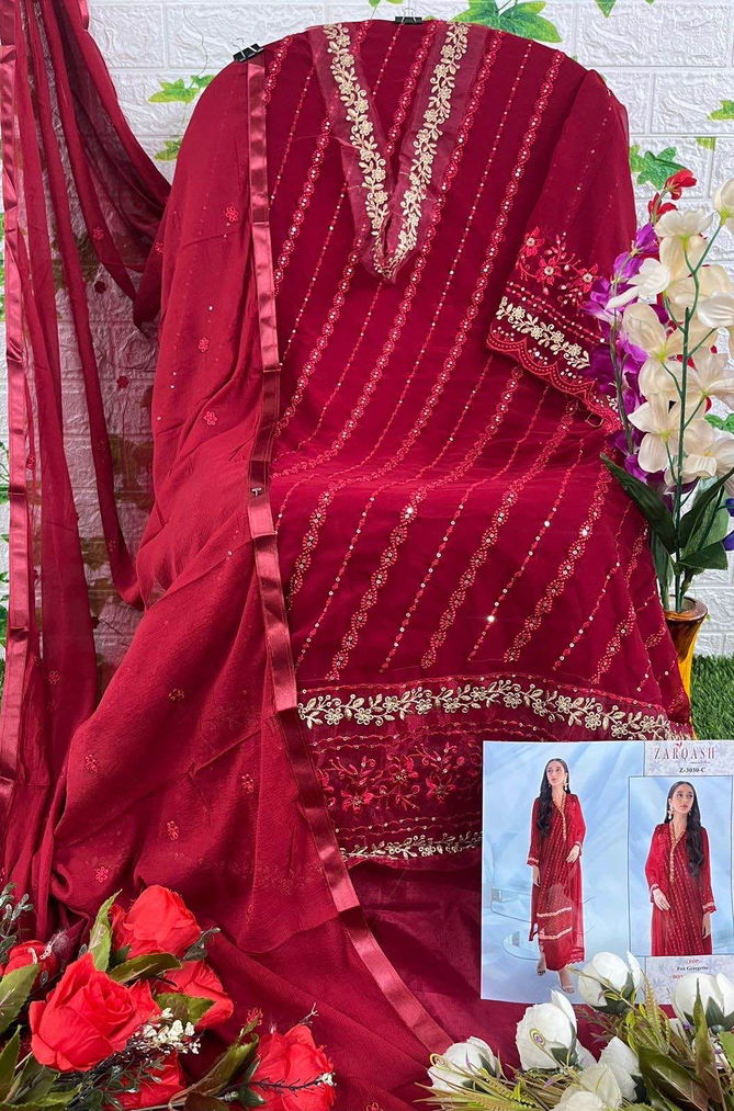 Z 3030 A To D By Zarqash Georgette Pakistani Salwar Suits Wholesalers In Delhi