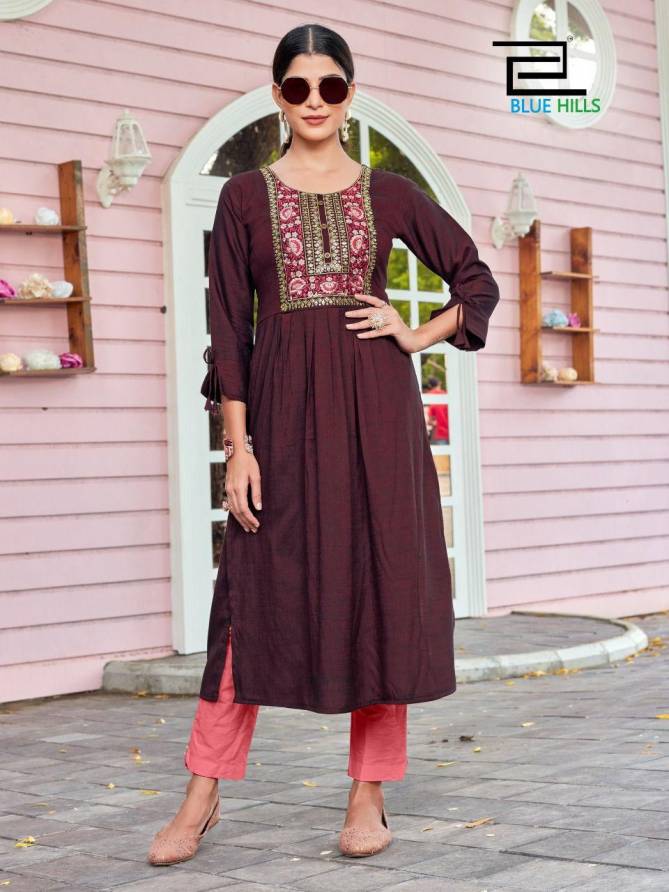 Blue Hills Lilly 5 Exclusive Party Wear Rayon Designer Long Latest Kurtis Collection

