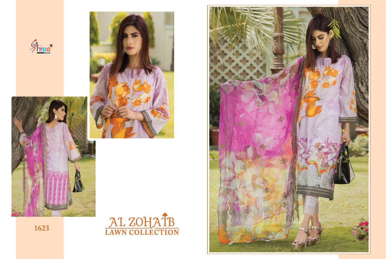 Shree Al Zohaib Lawn latest Collection Regular Wear Pure Cotton With patch Embroidery Pakistani Style Salwar Suit
