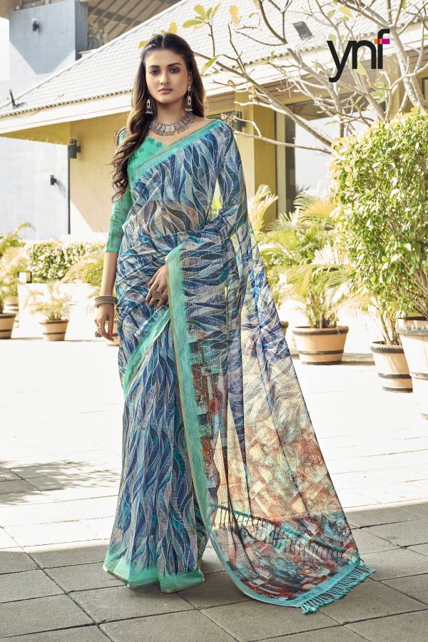 Ynf Vrajana Silk New Party Wear Organza Designer Printed Lining Saree Collection