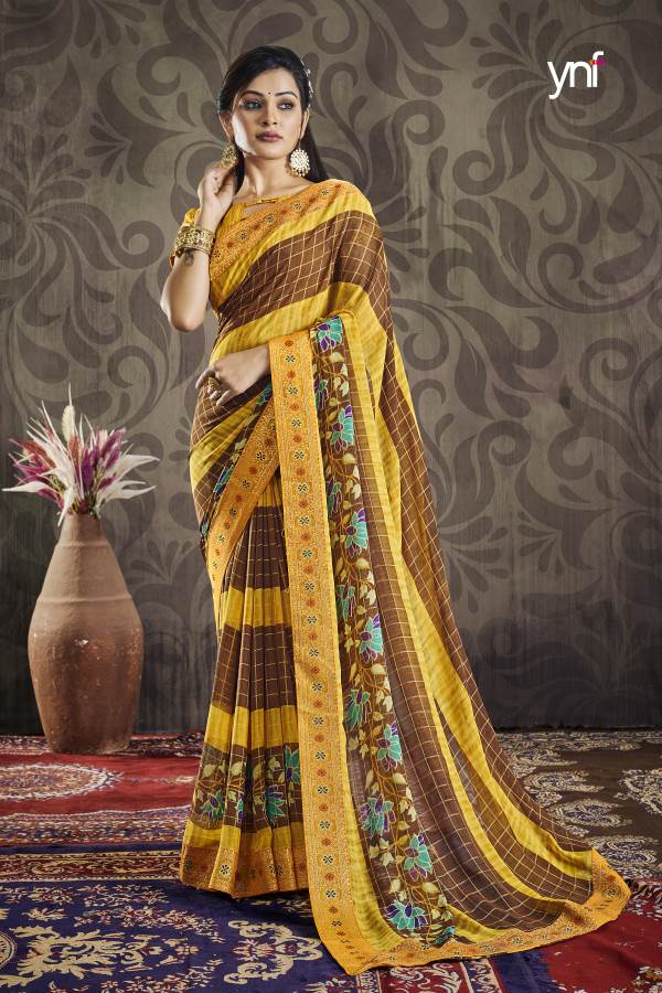 Ynf Floral Babarasi New Latest Regular Wear Georgette Printed Saree Collection