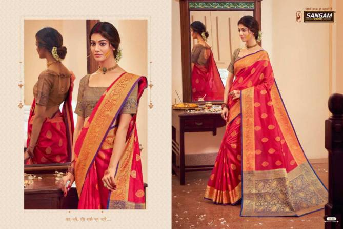 Sangam Chandrakala Designer Fancy Latest Festive Wear Handloom Silk Saree Collection
