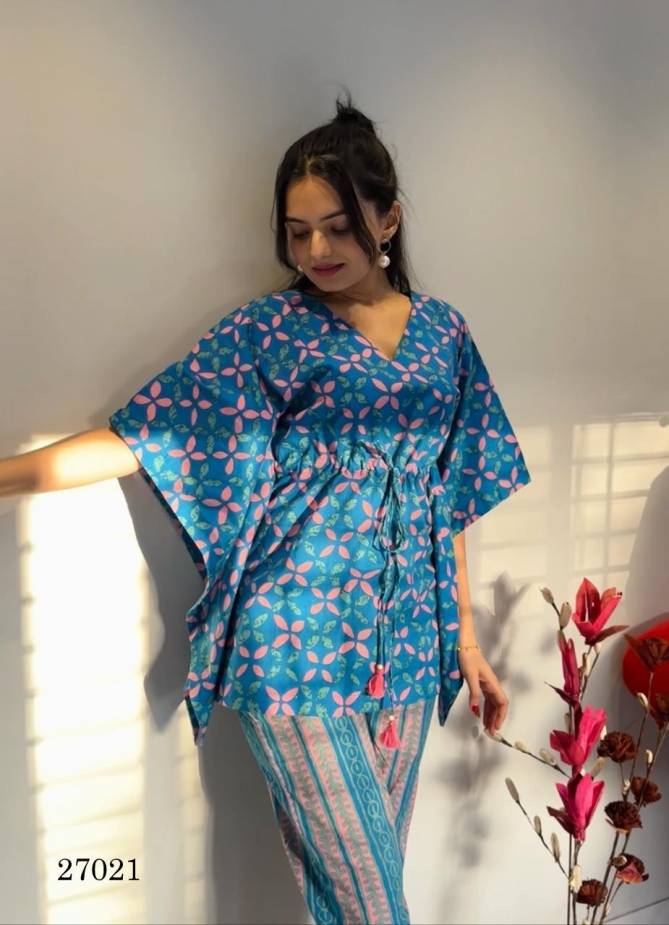 Indira 27021 Western Wear Kaftan Style Top With Bottom Wholesale Online