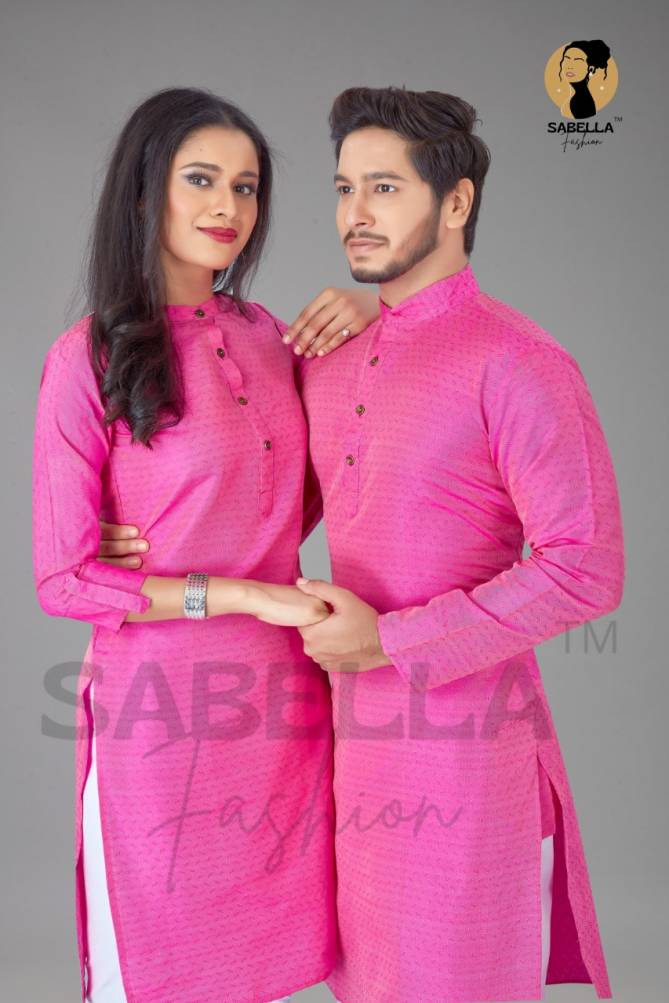 Sabella Couple Kurta 2 Cotton Silk Jacquard Couple Kurta Collection
