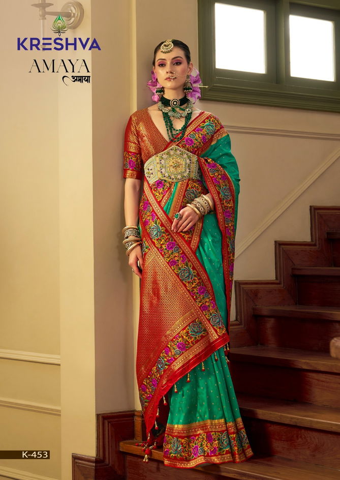 Amaya By Kreshva Banarasi Silk Wedding Wear Sarees Wholesale Shop In Surat