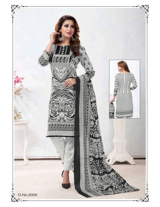 Meenaxi Black Queen Vol-2 Latest Fancy Designer Black And White Heavy Cotton Print Dress Material Collection