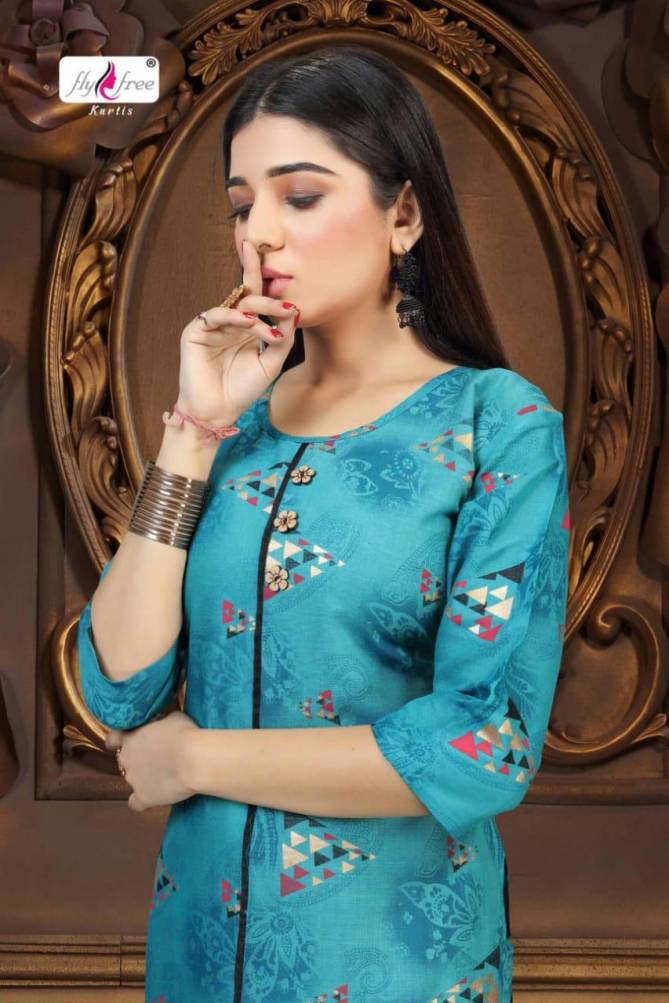 Fly Free Mehak Latest Fancy Designer Casual Wear Rayon Printed Kurti Collection