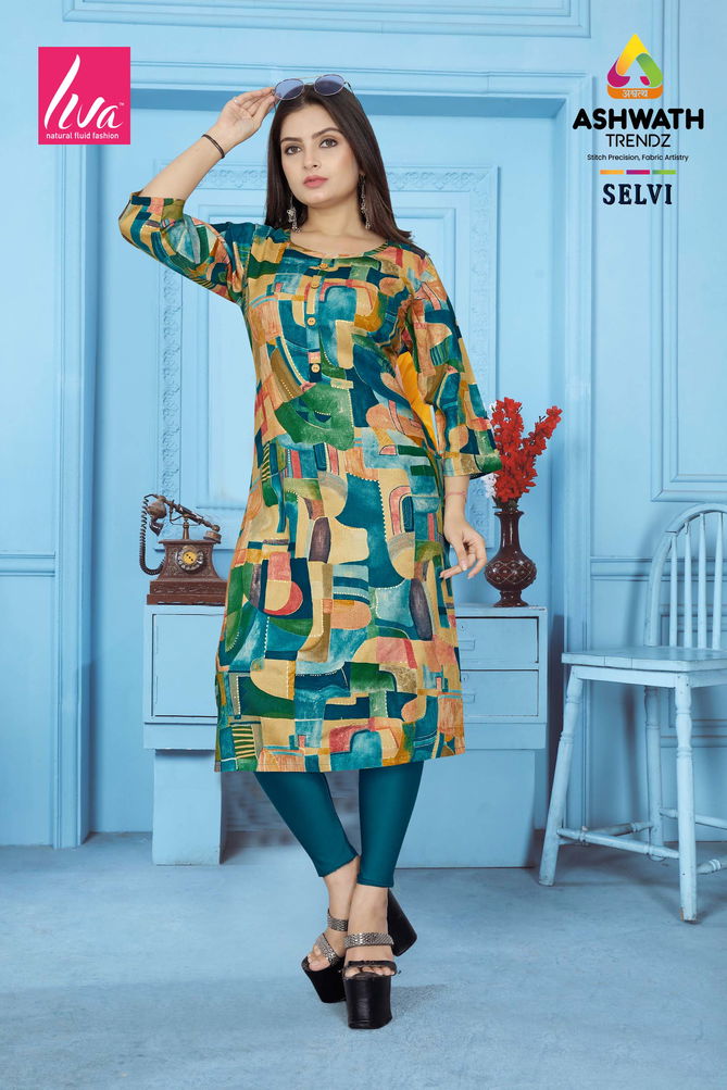 3 Selvi Ultra Premium Rayon Foil Printed Wholesale Kurti Suppliers In India