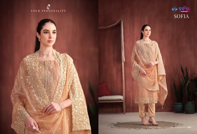 Sofia By Vipul Embroidered Organza Salwar Kameez Wholesale Market In Surat Wit Price