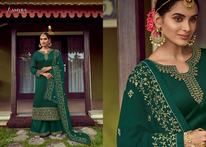 Amyra Designer Butterfly 101 Series Satin Georgette With Heavy Exclusive Embroidery With Fancy Diamond Work Embroidery Salwar Kameez Collection 
