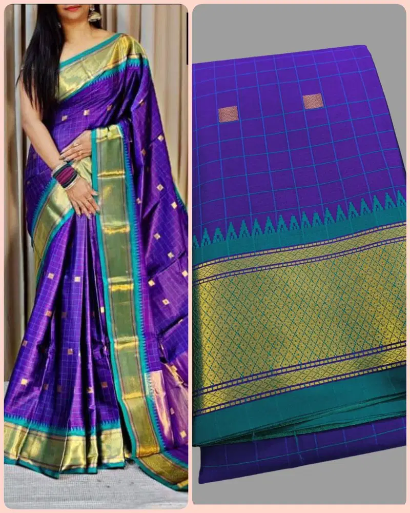 Aab Checks Butti Aura Cotton Silk Saree Manufacturer 