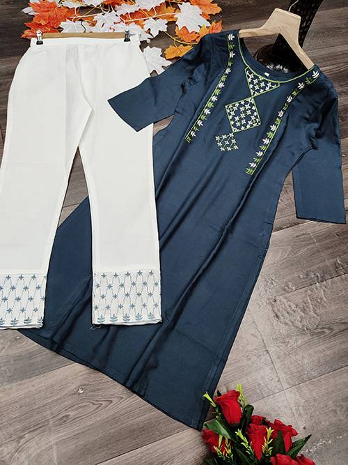 Silk 5 Rayon Latest Fancy Regular Casual Wear Work Kurtis With Bottom Collection
