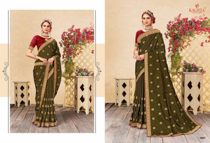 Kalista Saloni Latest Fancy Designer Vichitra Silk Embroidered Wedding Wear Saree Collection
