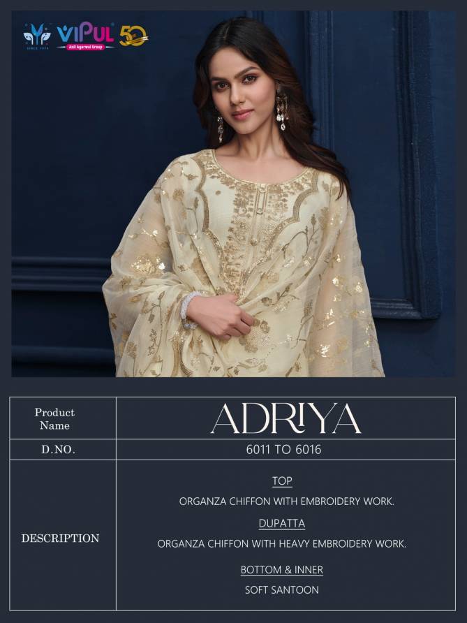 Adriya By Vipul Organza Chiffon Salwar Kameez Suppliers In India