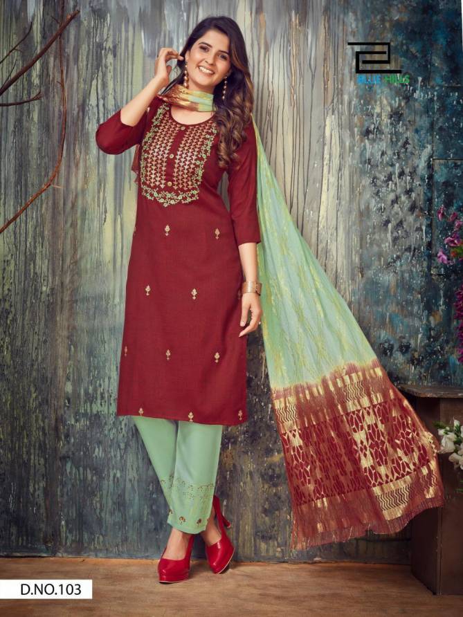 Blue Hills Falak 1 Designers Rayon Ethnic Wear Ready Made Kurtis Collection
