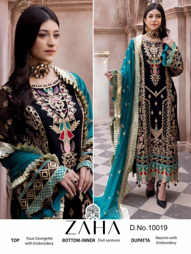 10019 Zaha Georgette Embroidey Pakistani Suits Wholesale Market In Surat With Price