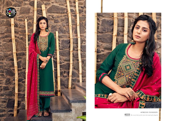 Fourdots Manjari 2 Fancy Festive Wear Silk With Cording Embroidery Work Designer Dress Material Collection
