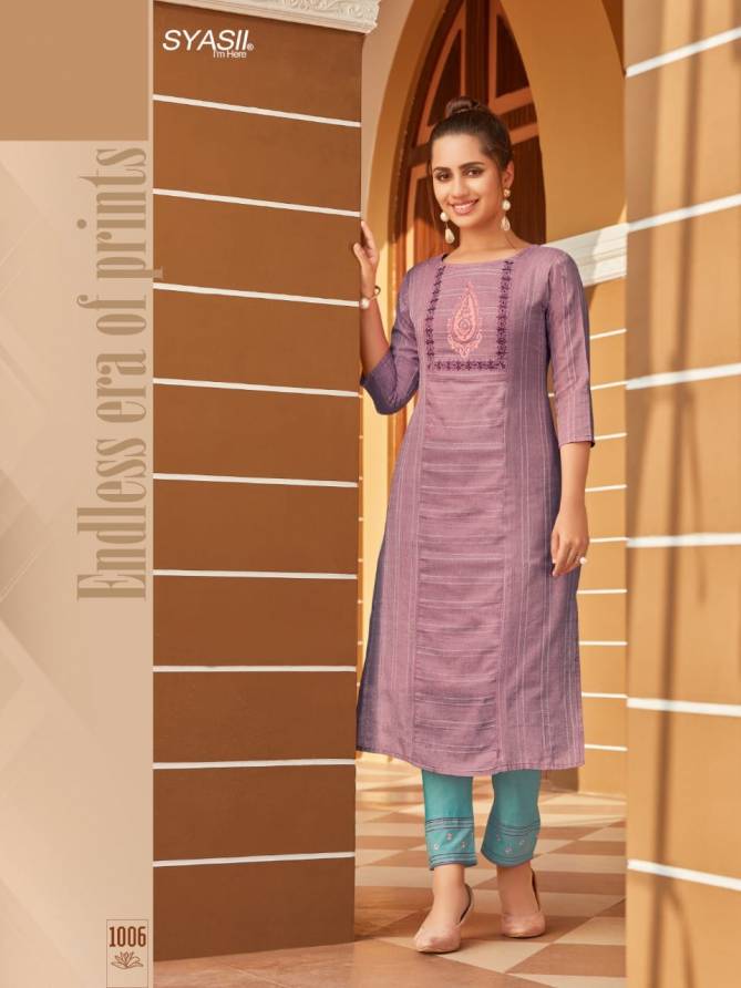 Syasii Matic Fancy Party Wear Cotton Embroidery Latest Designer Kurtis Collection
