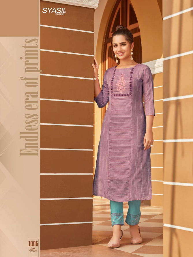 Syasii Matic Fancy Party Wear Cotton Embroidery Latest Designer Kurtis Collection
