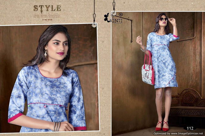 kinti ice cream Latest Designer Fancy Regular Denim Wear Kurtis Collection