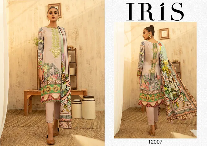 Iris 12 Cotton Karachi Designer Printed Casual Daily Wear Dress Materials Collection
