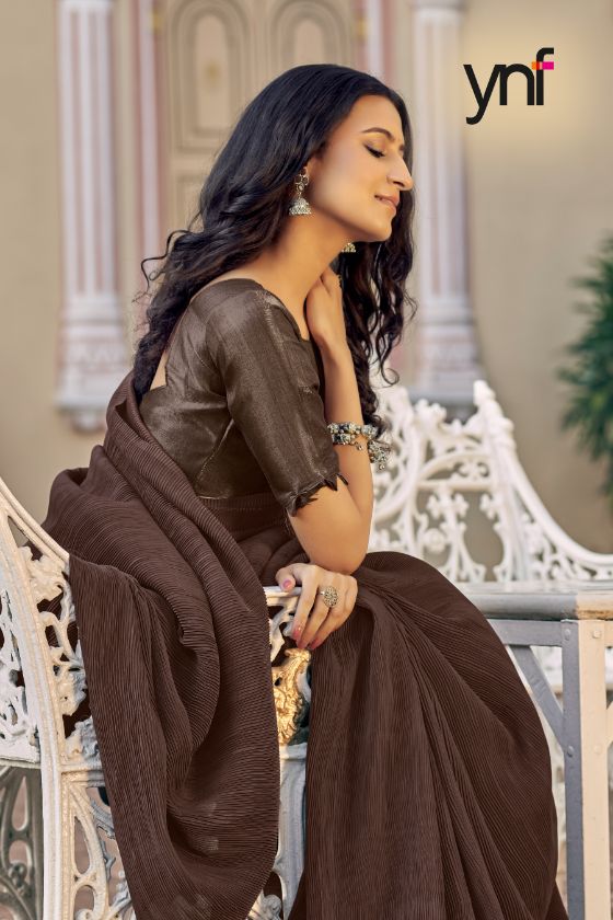 Ynf Pleated Silk Fancy Designer Party Wear Satin Silk Latest Saree Collection