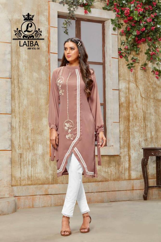 Laiba Am 56 Latest Fancy Casual Wear Pure Georgette Top With cotton satin stretchable Bottom Readymade Collection