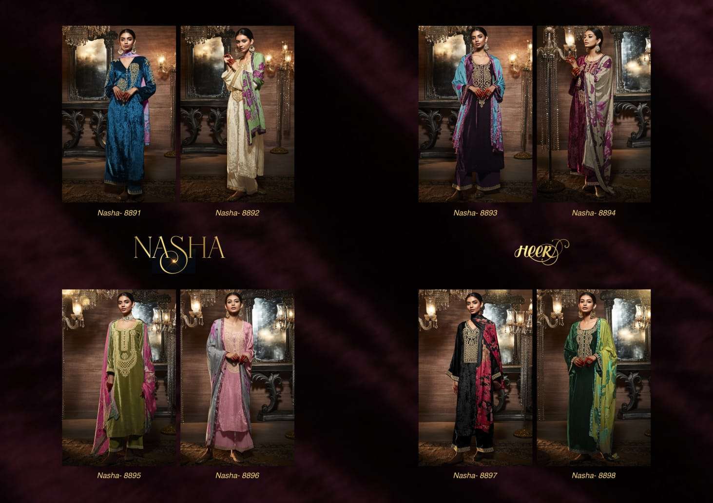 Nasha By Kimora Heer Velvet Pashmina Dress Material Suppliers In India