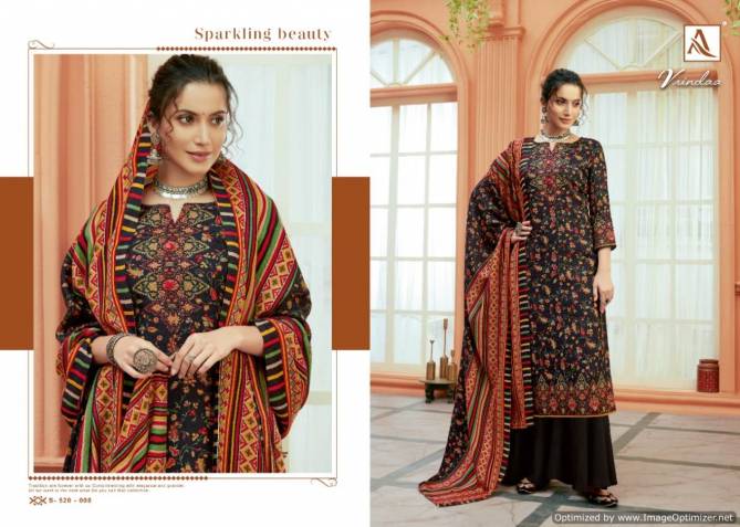 Alok Vrindaa Pure Ready Made Wool Pashmina Digital Print with Swarovski Diamond Work Plazzo Suit Collection 