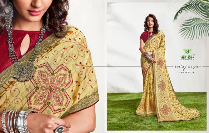 Sanskar Nyna 8 Latest Fancy Designer Regular casual wear Fancy Chiffon Printed Saree Collection
