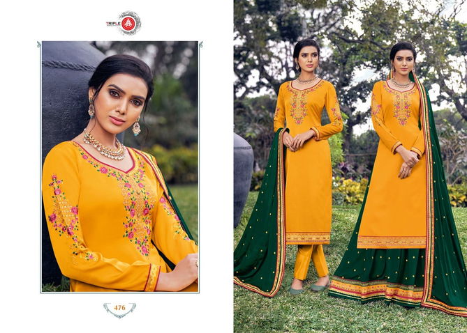 TRIPLE AAA KOHINOOR Latest Heavy Wedding Wear Satin Georgette Embroidery Work top With Lehenga And dual Santoon  Salwar Suit Collection