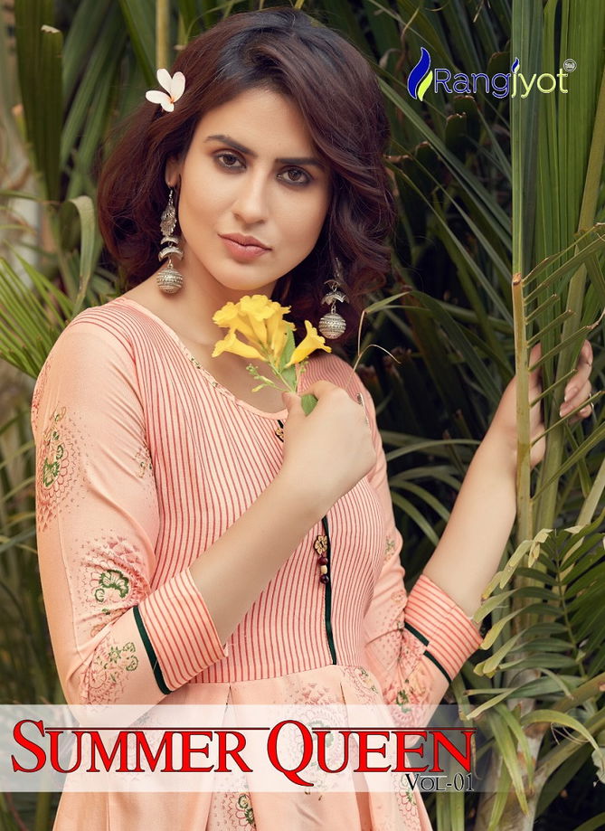 Rangjyot Summer Queen Latest Fancy Designer 1 Rayon Print Designer Kurtis Collection
