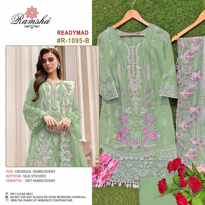 R 1095 By Ramsha Embroidery Pakistani Suits Wholesalers In Delhi
