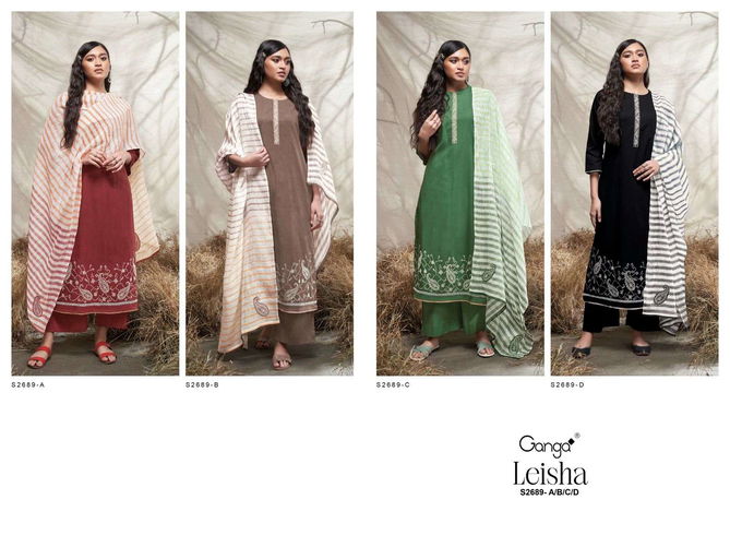 Leisha By Ganga Cotton Dobby Solid Designer Dress Material Orders In India