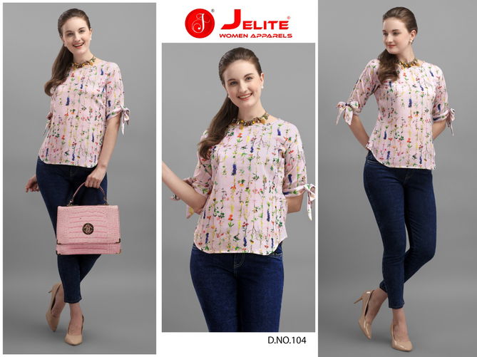 Jelite Marigold Latest Fancy Designer Casual Wear Western Cotton Digital Ladies Top Collection
